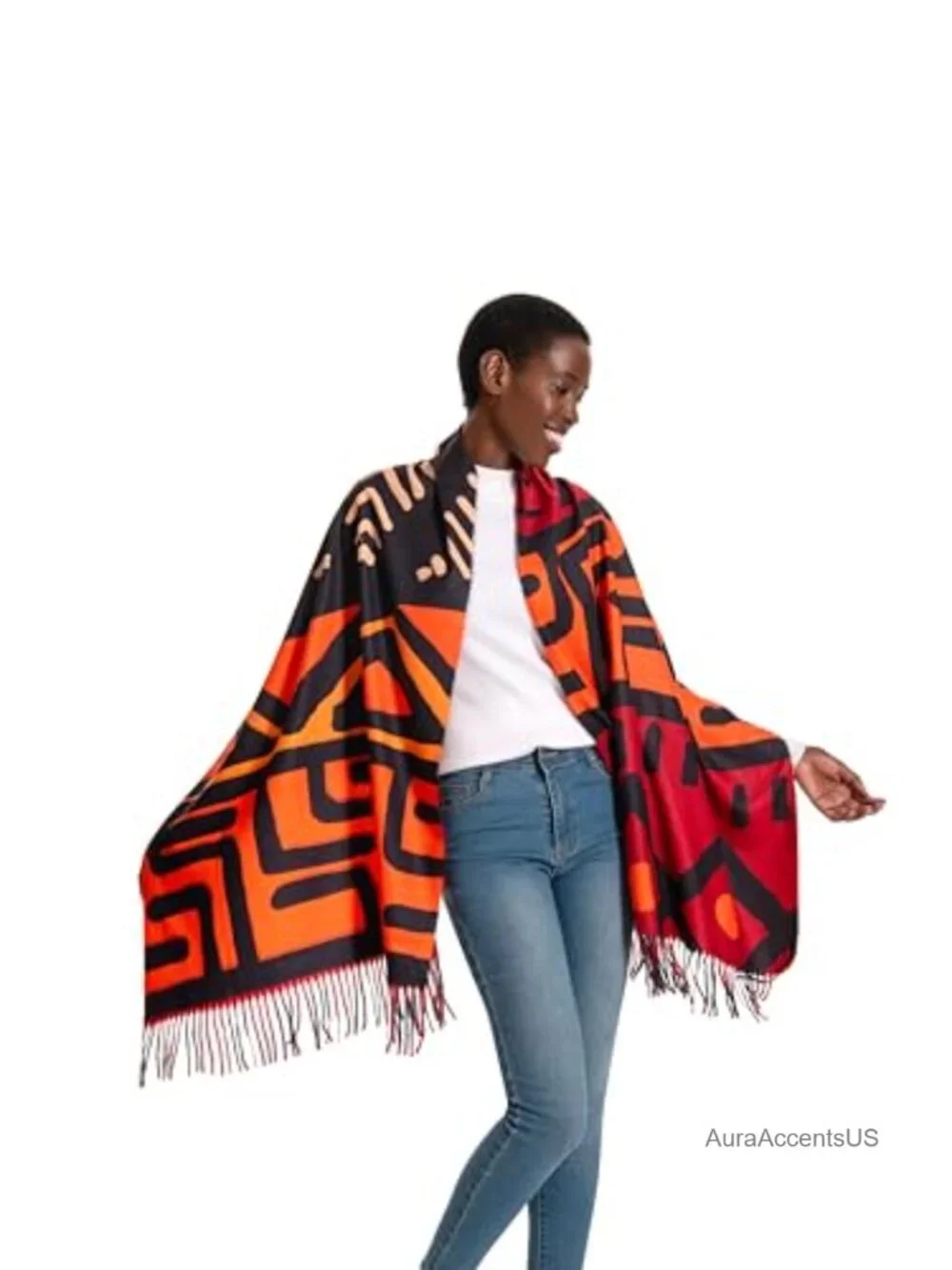 Cashmere Viscose Reversible Shawl Wrap Oversized Winter Scarf